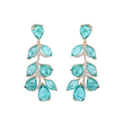 China Wholesale Fashion Trendy Gold Plated Earrings CZ LEAF Stud New Design Earrings Fashionable CZ LEAF Stud Mail for sale