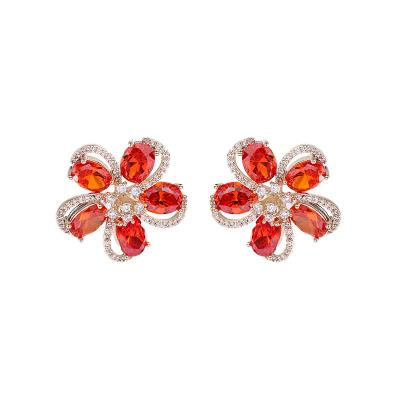 China New Fashionable Wholesale Design Earrings Trendy Gold Plated Earrings Flower Stud Post for sale