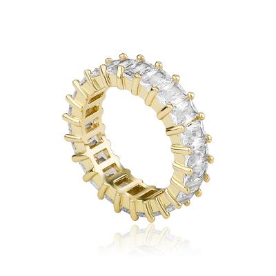 China Fashion Crystal High Quality Transparent Crystal Luxury Gold Ring Safe Hot Selling Brass Plated Crystal Ring for sale