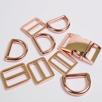 China Adjustable Rose Gold Buckle Pet Collar Metal Hardware Various Size Quick Release Durable Metal Buckle for sale