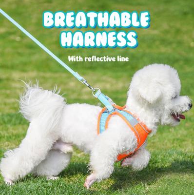 China Reflective Buckle Mesh Dog Vest Harness Breathable Reflective Adjustable Safety Cat Vest Pet Walking Lead Dog Harness for sale