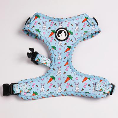 China Custom Crab Patterns Super Comfort Neoprene Padded Reversible Pet Harness Custom Designs Dog Harness for sale