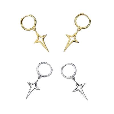 China Wholesale Copper Women's Hoop Earrings Fashion Hollow Cross Star Geometric Charm Hooded Dangle Earrings for sale