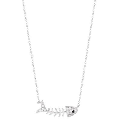 China FASHIONABLE Creative Women's Christmas New Year Necklace Zircon Fish Bone Necklace Jewelry Cute Pendant Gift for sale