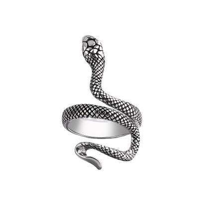 China HOT fashion geometric punk exaggerated Thai silver wrapped retro snake Ring Men and women personality jewelry for sale