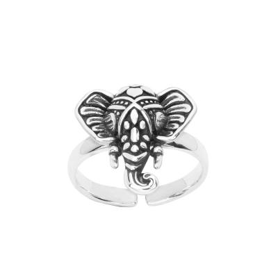 China FASHIONABLE Individualized Gothic Retro Aggressive Hip Hop Copper Plated American Men's Ring European And Elephant Teeth Silver Ring Along for sale