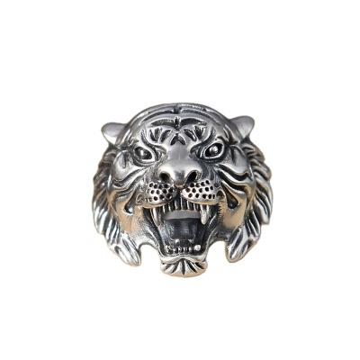 China Wholesale Trendy Tiger Head Ring Fashion Animal Personality Vintage European and American Gothic bully men's jewelry punk for sale