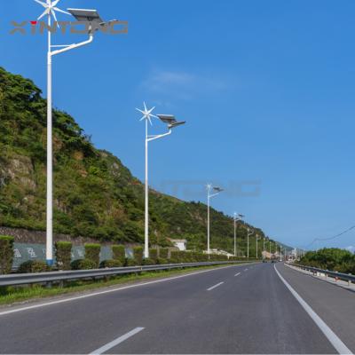 China ROAD Turbine Wind Street Light 60w Solar Hybrid Solar Led Street Light , Twin Lamps 40W Led Street Light for sale