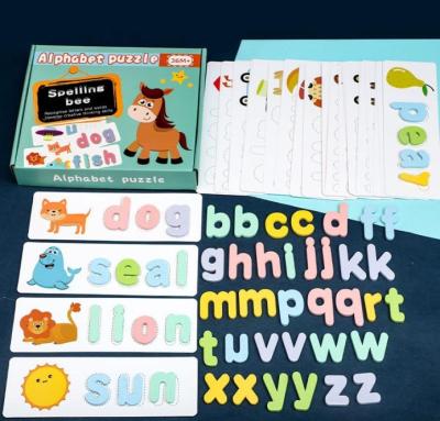 China New Educational Toy 2021 English Alphabet Words Learning Toy Kids Preschool Early Educational Wooden Puzzles Game Toys for sale