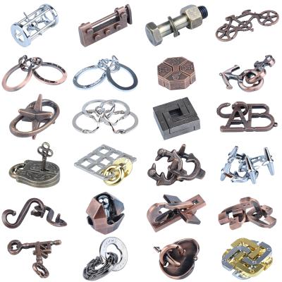 China Toy Classic Educational Puzzle Zince Alloy Metal IQ Brain Teaser Bike Key Lock Rings Cast Puzzles Game For Adults Children for sale