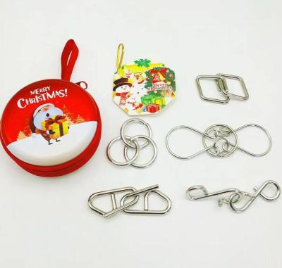 China New Educational Toy 5PCS/Set Christmas Gift IQ Metal Wire Puzzle Magic Puzzling Brain Teasers Puzzles Game Toys For Children for sale