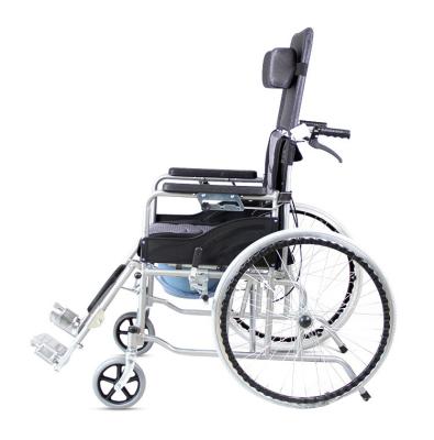 China Lightweight High Carbon Steel Multifunction Foldable Light Weight Wheelchair Hydraulic Recumbent Wheelchair For Patient for sale