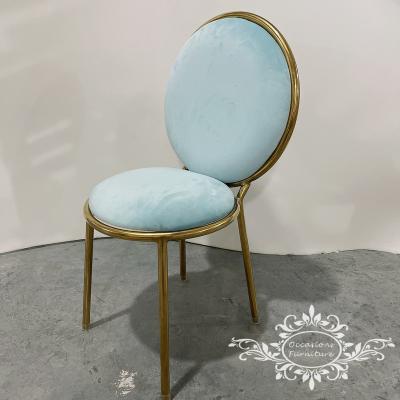 China Morden Baby Blue Velvet Dining Chair Round Back Cheap Round Dining Table And Chair Chairs for sale