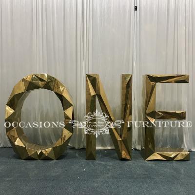 China Gold Morden ONE Stainless Steel Letter For Baby Shower Party Decor for sale