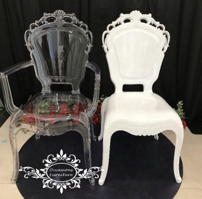 China Clear Wedding Stackable Morden PC Resin Furniture Plastic And Black Color for sale