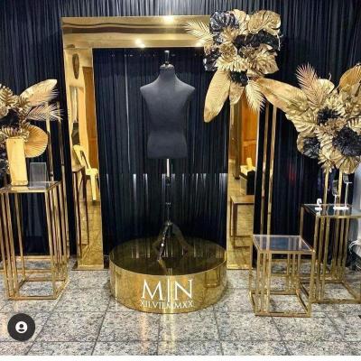 China Morden Gold Acrylic Mirror Arch Wedding Door Events Backdrops for sale