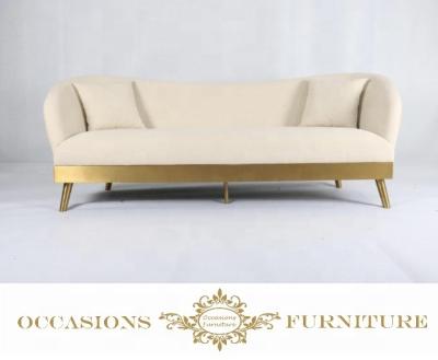 China Interesting Modern Stainless Steel Morden Sofa Leg Two Seat Velvet Gold Modern Furniture Sofa White Wedding Sofa for sale