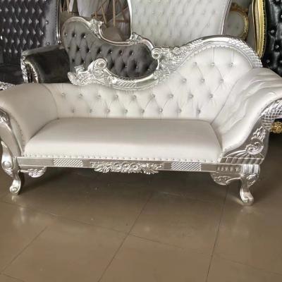 China Morden Silver Frame With White PU Wood Wedding Sofas for sale