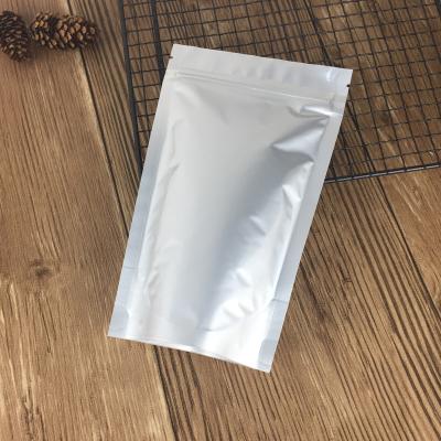 China Wholesale Custom Barrier Aluminum Foil Stand Up Pouch Silver Zipper Lock Bag AL Zipper Food Packaging Bags for sale