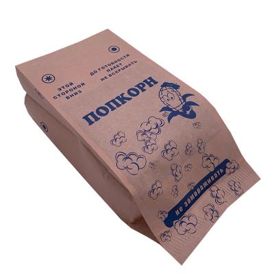 China Recyclable Factory Price Waterproof Greaseproof Kraft Paper Bag Microwave Popcorn Packaging for sale