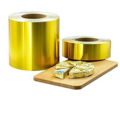 China 12 Micron Food GoldI Silver Aluminum Foil For Thermo Lacquered Triangle Cheese Wrapping for sale