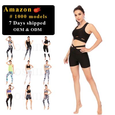 China AOSHILI Breathable custom made black yoga bra and high quality fitness running outfuts women comfortable shorts sets and soft yoga two piece set for sale