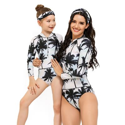 China AOSHILI Custom Anti-UV Family Swimwear Women Bathing Suit Kids Swimwear Parent Child Bikini Women Swimwear for sale