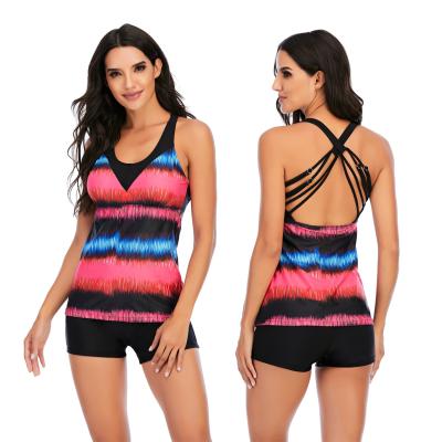 China Factory Wholesale Strappy Back Belt Breathable Two Piece Plus Size Tankini Women Swimwear Bathingsuit Swimwear for sale