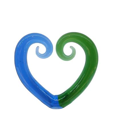 China Fern Koru Hand Blown Glass Glass Abstract in Europe Craft Sculpture Heart Shape Silver Modern Glass Fashion for sale