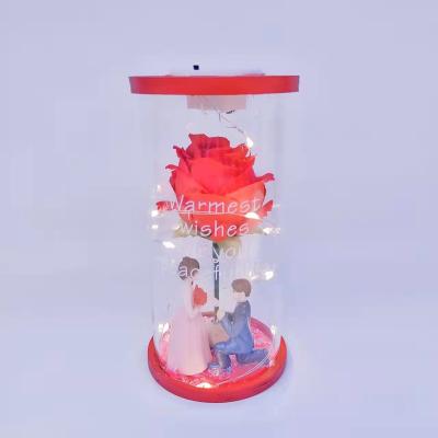 China Europe Glass Dome Flower Gift Mother's Day Valentine's Day Wedding Rose Lasts Forever Artificial Flower for sale