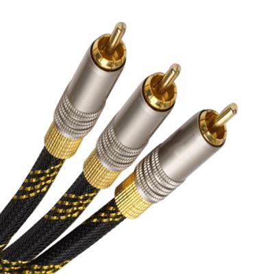 China 3RCA DVD Player to Metal Shell 3RCA Brass Cable 3RCA Male to Male Car Audio rca Cable for sale