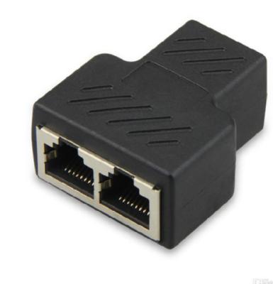 China Automotive LAN Network Splitter Double Adapter 1 to 2 CAT5/6/7 RJ45 Dual Splitter Internet Adapter Socket Female Connector for sale