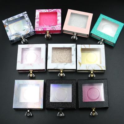 China Durable Wholesale Square Window False Eyelashes Slide Drawer Box Empty Eyelash Packaging Boxes for sale