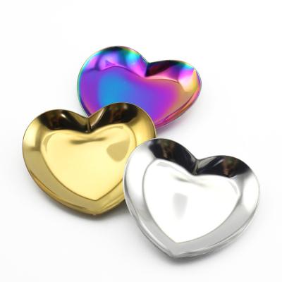 China New Design Mini Color Durable Wholesale Heart Shaped Paint Color Mixing Palettes Stainless Steel For Makeup Blending Palette for sale