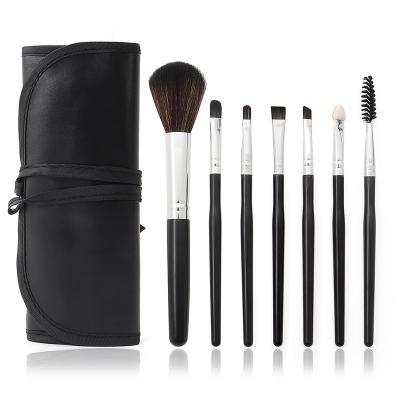 China Angular Blush Wholesale Eyelash High Quality Aluminum Lip Handle Brush Set Black Eye 7Pcs Cosmetic Tool for sale