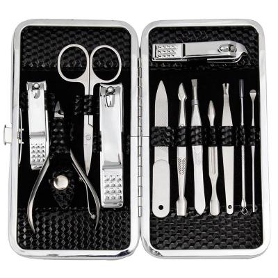 China 12Pcs Stainless Steel+PU MT Pedicure Kit Nail Clippers Set Professional Grooming Nail Tools Kit with Luxurious Travel Case for sale