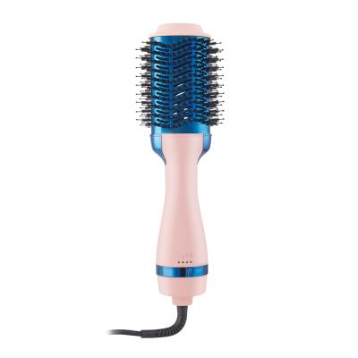 China Hot Pink Vacuum Sapphire Air Comb 4-in-1 Frosted Electroplating Multifunctional Hair Dryer Blue Pink Straightening Hair Inner Button for sale