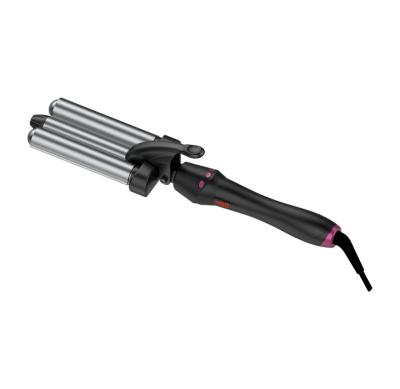 China Three bar hair curler the latest LCD rotary stick curling iron air curling iron household full automatic rotary curling 22mm for sale