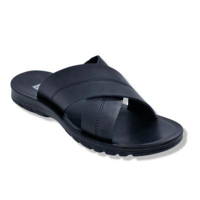 China Fashion Trend Factory Customized Genuine Leather Slipper Men's Fashionable Soft Unique Men's Leather Slippers Casual Beach Slippers for sale