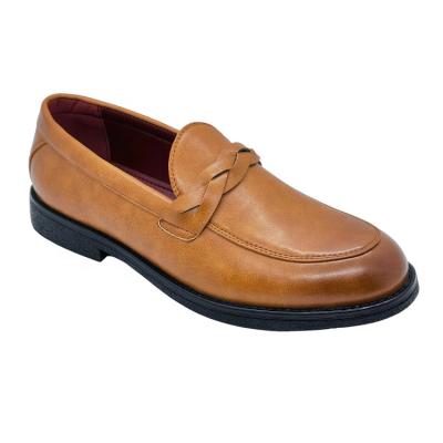 China Cheap Fashionable Leather Men's PU Brown Casual Loafers Flat Stylish Shoes for sale