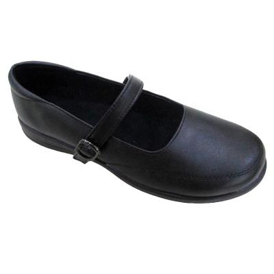 中国 EVERGREEN Custom Kids Back To School PU Leather Black School Shoes For Girls 販売のため