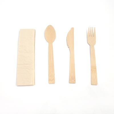 China Natural Eco Natural Bamboo Disposable Bamboo Wooden Table Cutlery Sets Spoon Fork Knife for sale