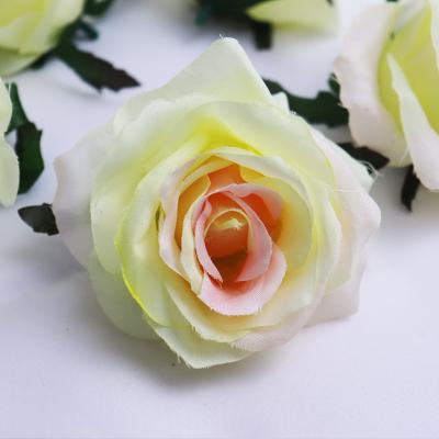 China Amazon Fashionable Hot Seller Colorful Wedding Artificial Silk Rose Bouquets Flower Head Decoration Flowers for sale