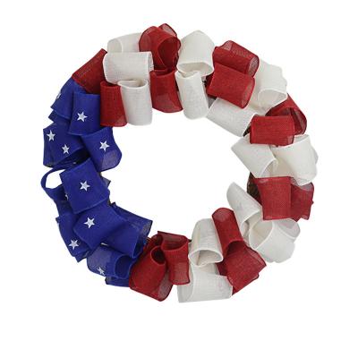 China Trendy 4th of July Independence Day Garland for Front Door for America Patriotic Flag Burlap Garland on Vine for sale