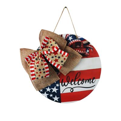 China Trendy Independence Day Garland for Front Door for 4 of July Garland Decor Handcrafted Flag Flower Garland Home Hanging Door for sale