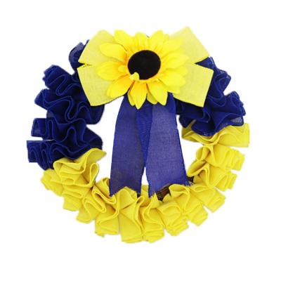 China New Ukraine Flag Trendy Sunflower Front Door Wreath Yellow Blue Sign Spring Summer Farmhouse Hanging Garland for sale