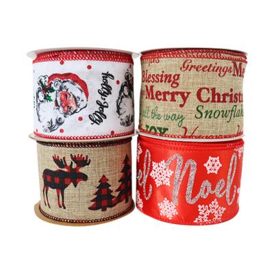 China Checker Florist Double Sided Ribbon Polyester Wired Ribbon 2.5 Inch Christmas Decoration Supplies for sale