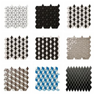 China Modern Backsplash Bathroom Wall Floor Decorative Ceramic Tile Rhombus Mosaic for sale