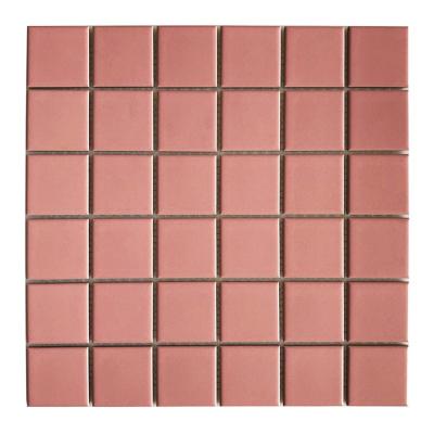 China Modern Square Bathroom Backsplash Offices Apartment Building Hotel Ceramic Floor Mosaic Pink Tile for sale