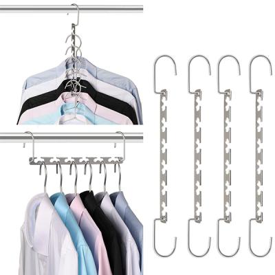 China Magic Clothes Hangers CLASSIC Metal Cloth Organizer Closet Hanger Shirts Tidy Organizer Space Saving Hangers For Clothes for sale